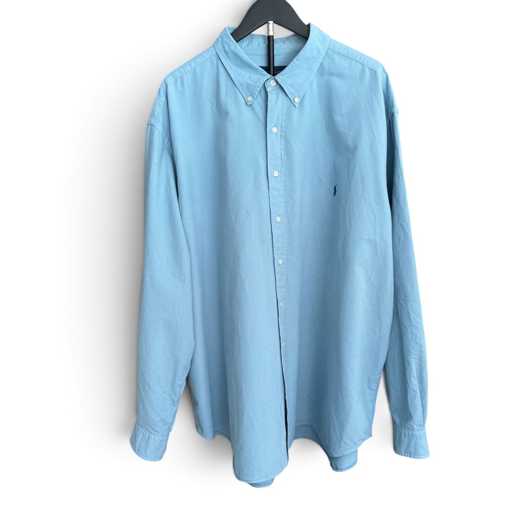 Ralph Lauren Oxford Chambray Button Down Shirt Men 3XB Blue Cotton Pony Big Tall
